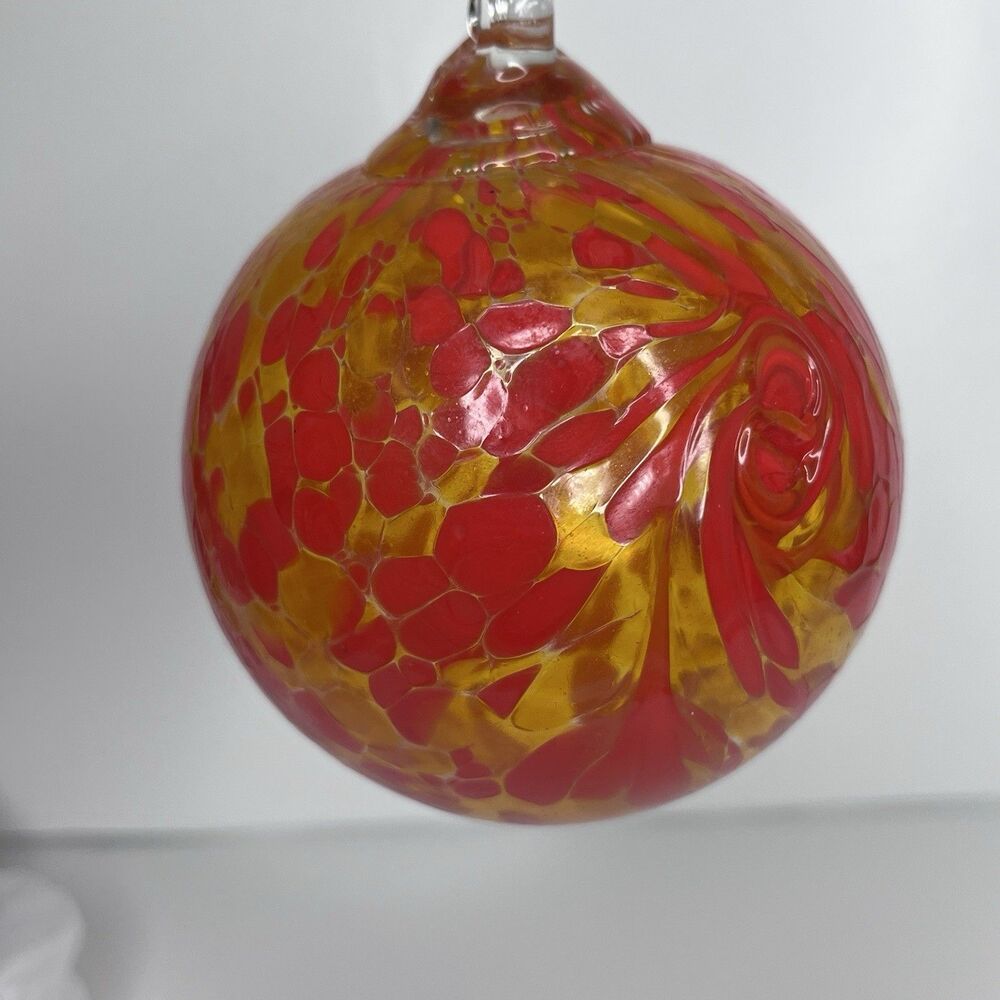 Orange Witch Ball Gazing Ball Suncatcher Art Glass